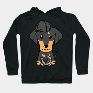 Funny dachshund dog is ready for horse riding Hoodie